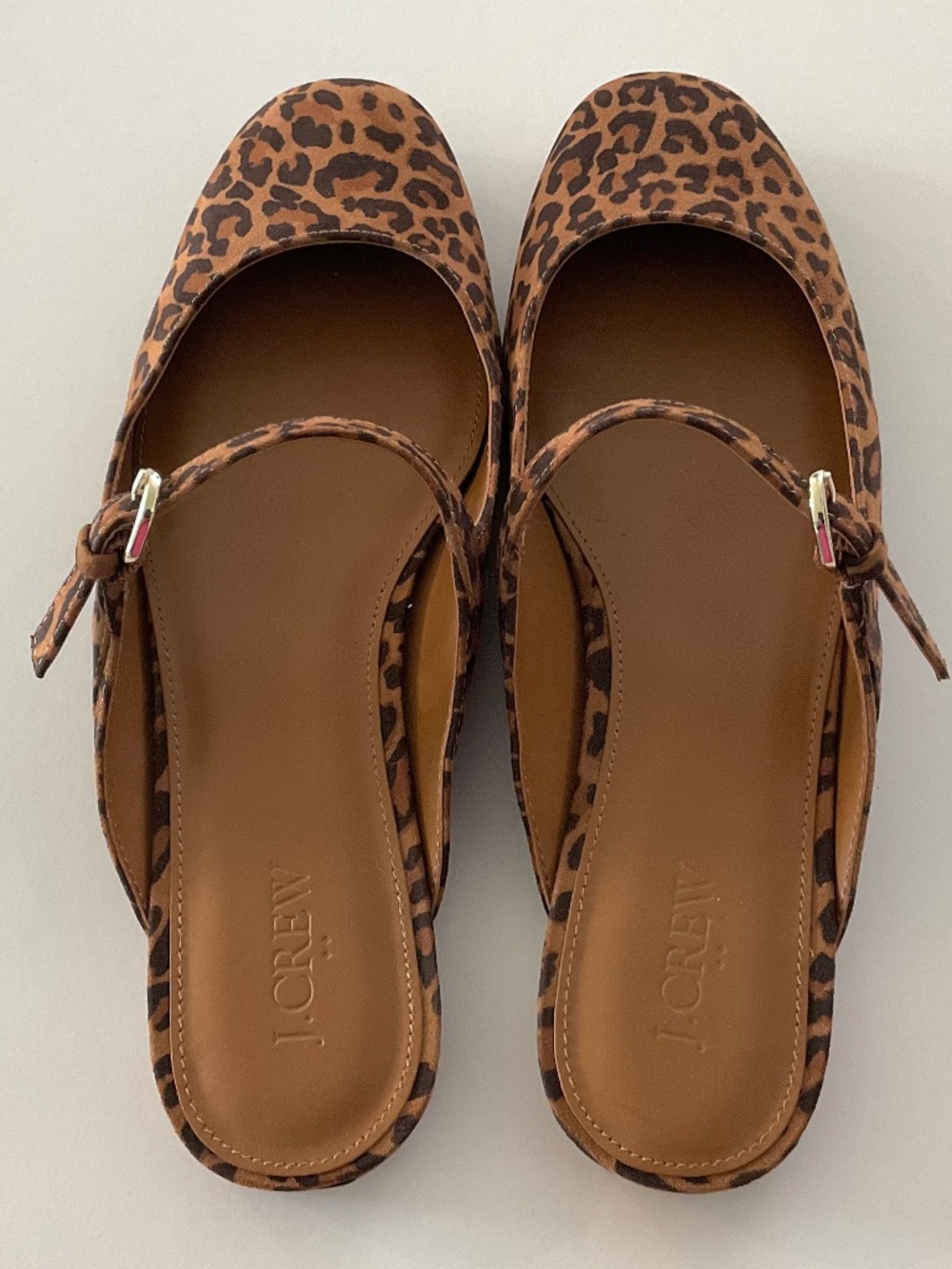 J.Crew Leopard Mary Jane Flat Mules Brown Black Size 10 - Picture 2 of 9